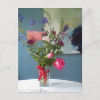 Flowers on a table postcard