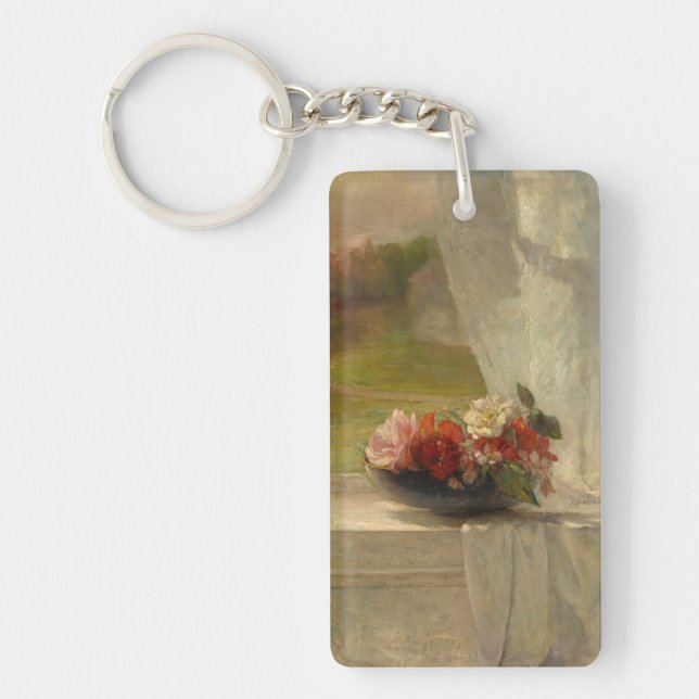 Flowers on a Window Ledge by John La Farge Keychain (Front)