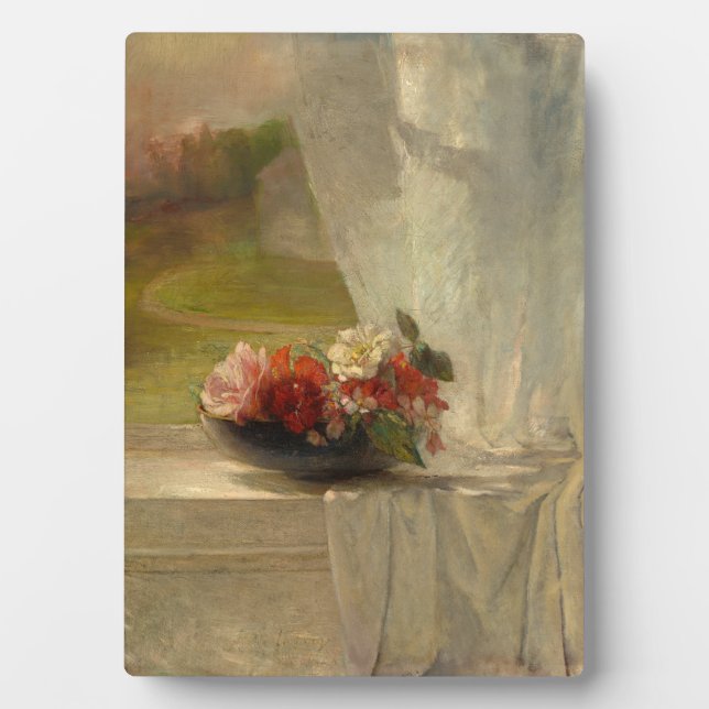 Flowers on a Window Ledge by John La Farge Plaque (Front)