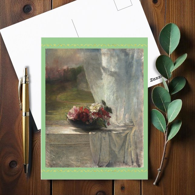 Flowers on a Window Ledge (c. 1861), John La Farge Postcard (Creator Uploaded)