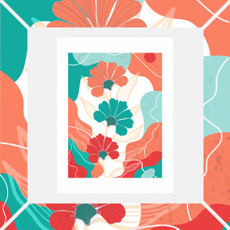 Flowers on abstract background poster