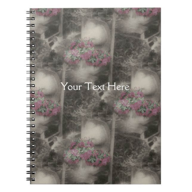 Flowers On Antique Chair Nature Art Pattern Notebook (Front)