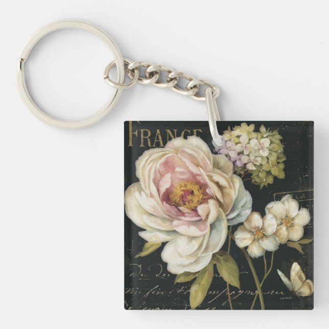 Flowers on Black Keychain (Front)