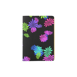 Flowers on black passport holder