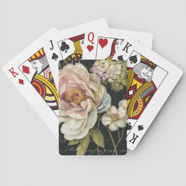 Flowers on Black Poker Cards (Back)
