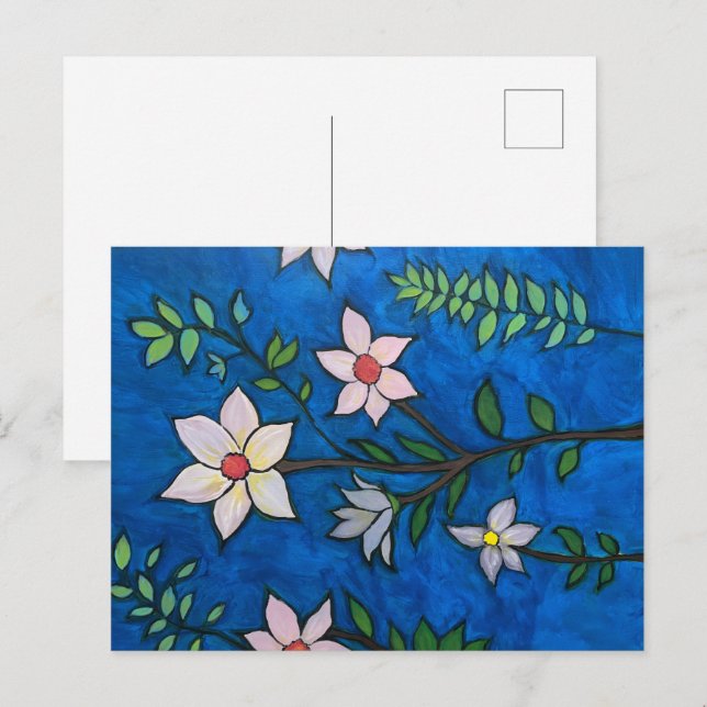 Flowers on Blue Postcard (Front/Back)