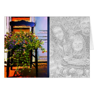 Flowers On Chair Watercolor Art Photo Card