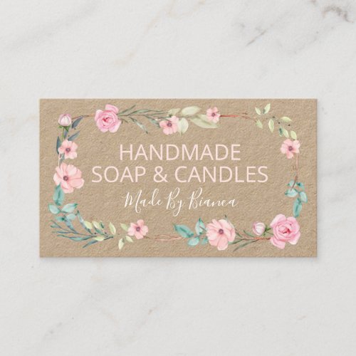 Flowers On Kraft Handmade Soap And Candles Business Card