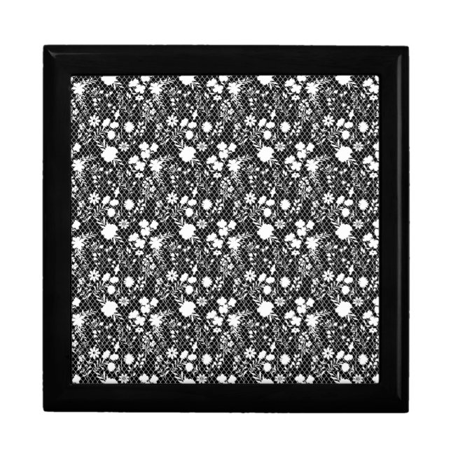 Flowers on net 01.bx4 Black BG Gift Box (Front)