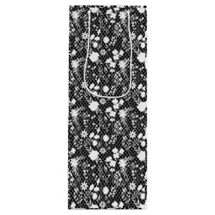 Flowers on net 01.bx4 Black BG Wine Gift Bag