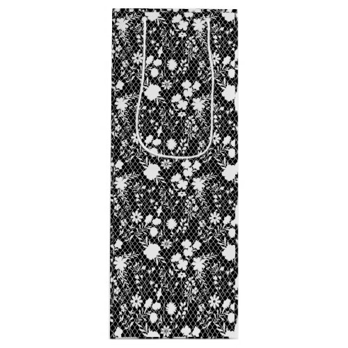 Flowers on net 01bx4 Black BG Wine Gift Bag