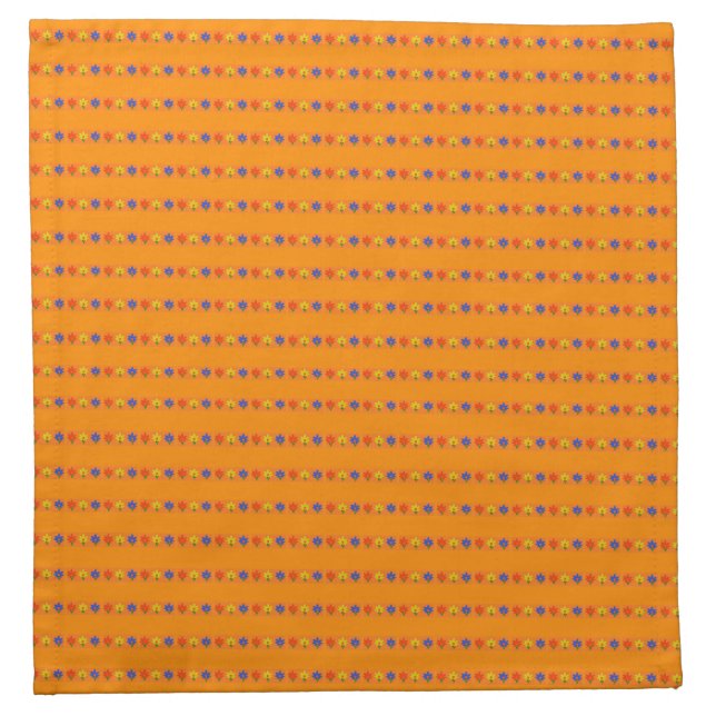 Flowers on Orange Cloth Napkin (Front)