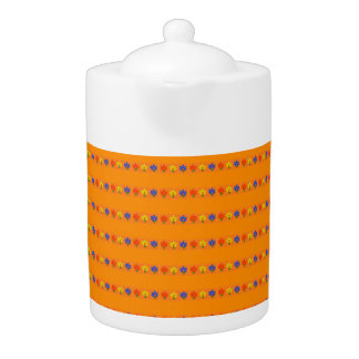 Flowers on Orange Teapot