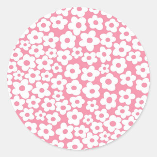 Flowers on pink classic round sticker