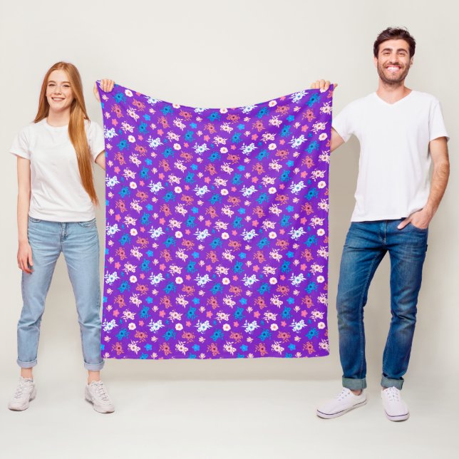 Flowers on Purple Fleece Blanket (In Situ)