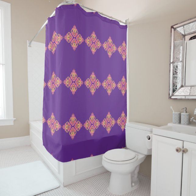 Flowers on Purple Shower Curtain (In Situ)