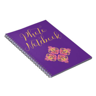 Flowers on Purple Spiral Photo Notebook
