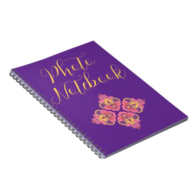 Flowers on Purple Spiral Photo Notebook (Right Side)