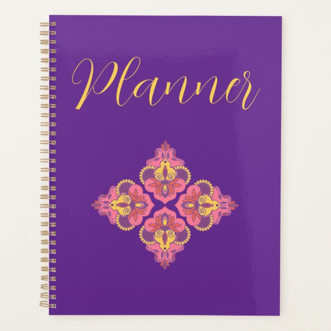 Flowers on Purple Spiral Photo Notebook (Front)