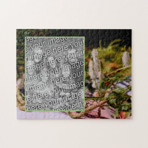 Flowers On Rock Oil Painting Add Your Photo Jigsaw Puzzle