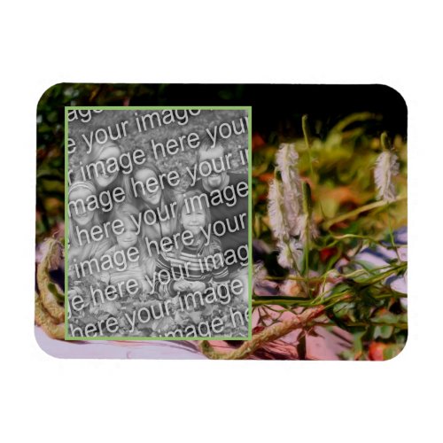 Flowers On Rock Oil Painting Add Your Photo Magnet