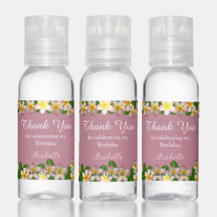 Flowers on rose gold Thank You Birthday favor Hand Sanitizer