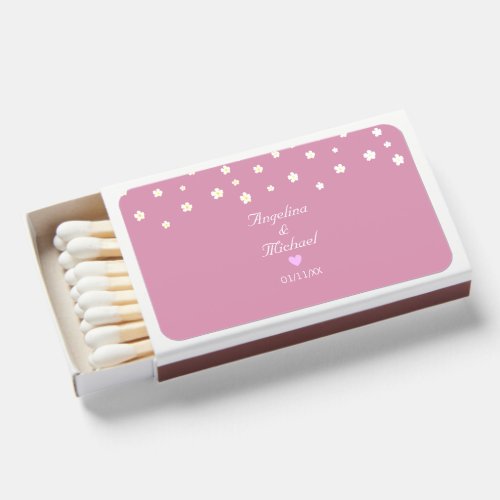 Flowers on Rose Gold Wedding Matchboxes