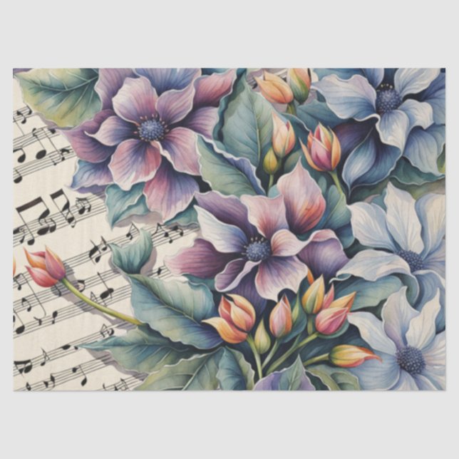 Flowers on Sheet Music Decoupage (Front)