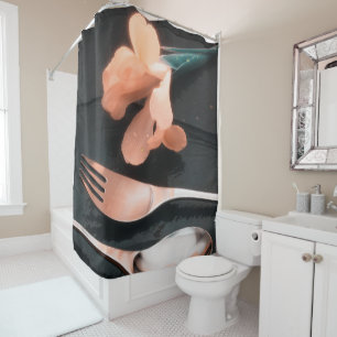 Flowers on Slate, version 4 Shower Curtain