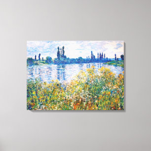 Flowers on the Banks of Seine Monet Fine Art Canvas Print