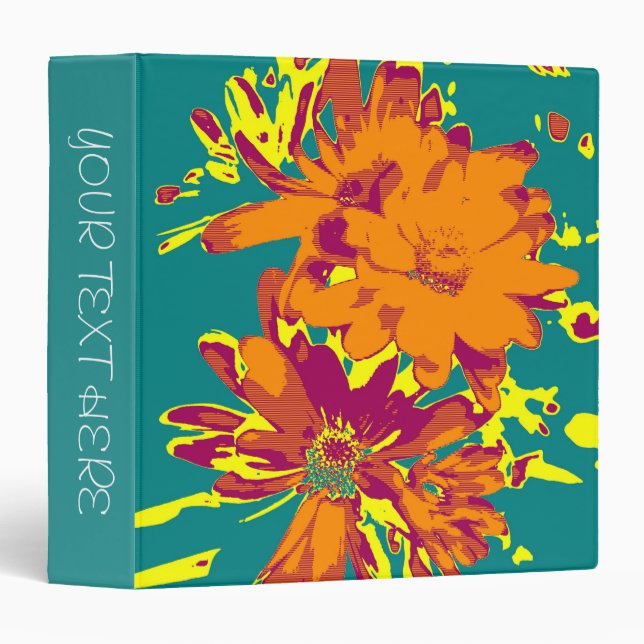 Flowers on the blue background  Binders (Front/Spine)