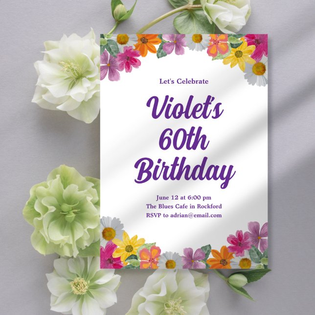 Flowers on the Edge Birthday Invitation (Creator Uploaded)