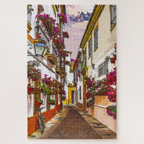 Flowers on the street Cordoba Andalusia Spain Jigsaw Puzzle