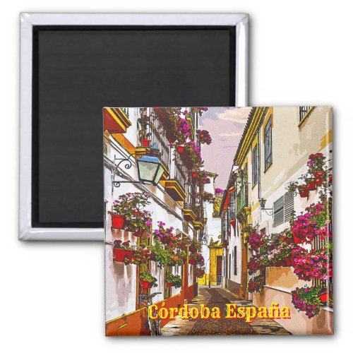 Flowers on the street Cordoba Andalusia Spain Magnet