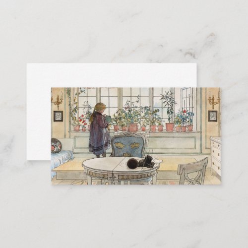 Flowers on the Windowsill 1895 by Carl Larsson Business Card