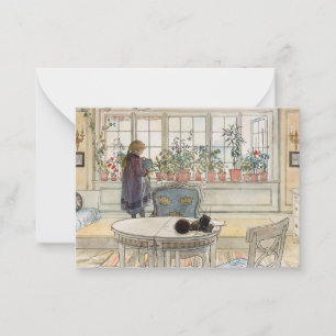 Flowers on the Windowsill, 1895 by Carl Larsson Note Card