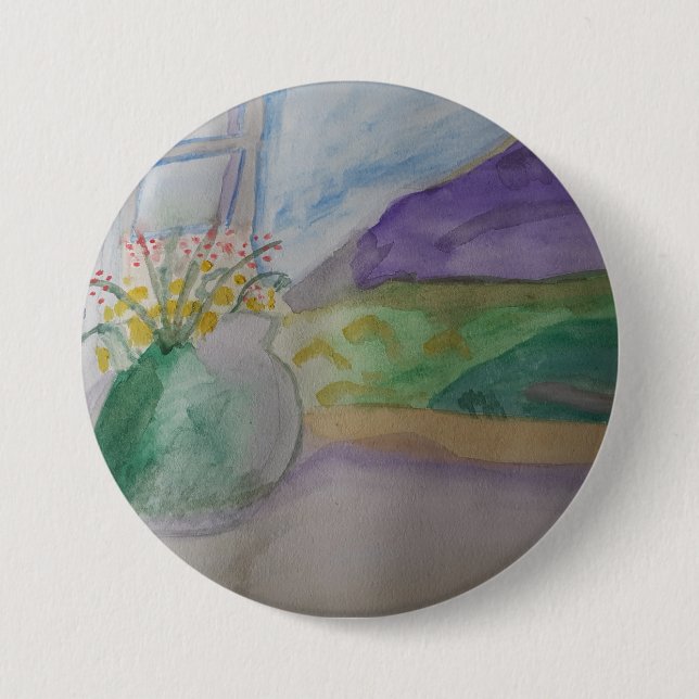 Flowers On The Windowsill Button (Front)