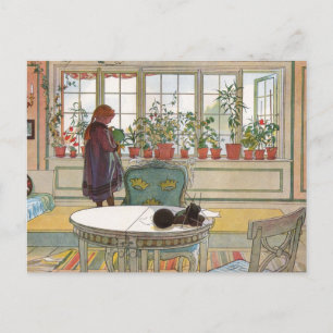 Flowers on the Windowsill by Carl Larsson Art Postcard
