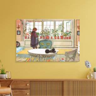 Flowers on the Windowsill by Carl Larsson Canvas Print