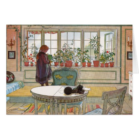 Flowers on the Windowsill by Carl Larsson Cards (Front Horizontal)