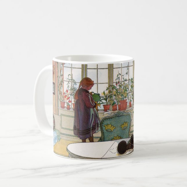 Flowers on the Windowsill by Carl Larsson Coffee Mug (Front Left)