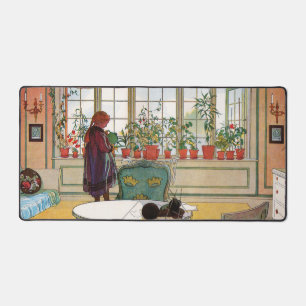 Flowers on the Windowsill by Carl Larsson Desk Mat
