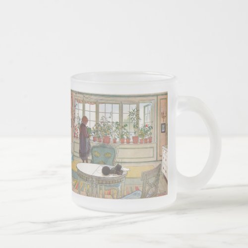 Flowers on the Windowsill by Carl Larsson Frosted Glass Coffee Mug