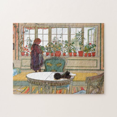 Flowers on the Windowsill by Carl Larsson Jigsaw Puzzle