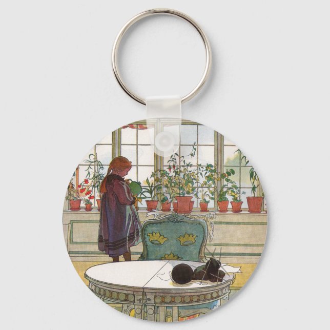 Flowers on the Windowsill by Carl Larsson Keychain (Front)