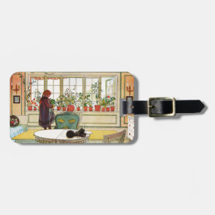 Flowers on the Windowsill by Carl Larsson Luggage Tag