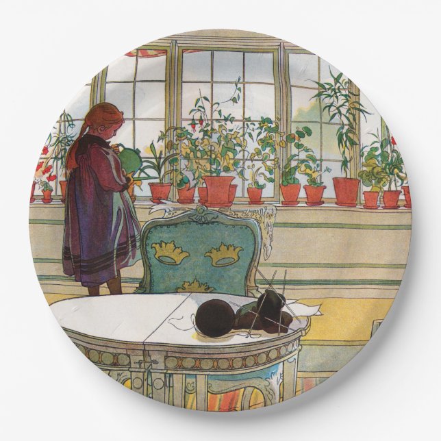 Flowers on the Windowsill by Carl Larsson Paper Plates (Front)
