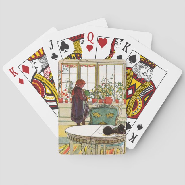 Flowers on the Windowsill by Carl Larsson Poker Cards (Back)
