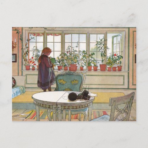 Flowers on the Windowsill by Carl Larsson Postcard