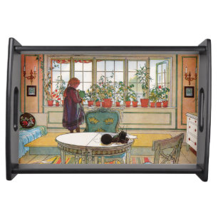 Flowers on the Windowsill by Carl Larsson Serving Tray